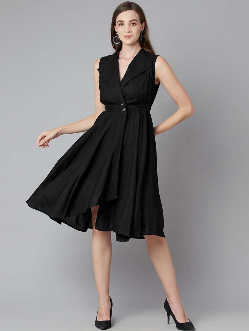 women's fit & flare solid dress