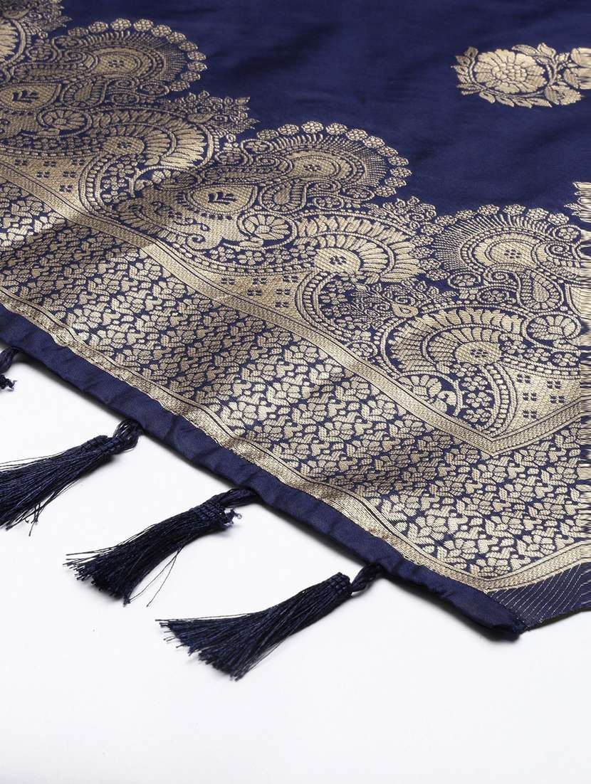 navy blue self designed banarasi dupatta - 18430482 -  Standard Image - 2