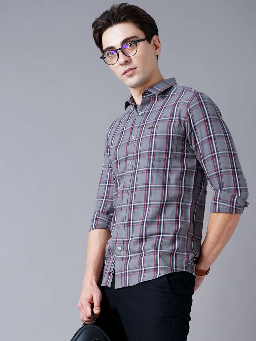 grey checkered casual shirt - 18430862 -  Standard Image - 2