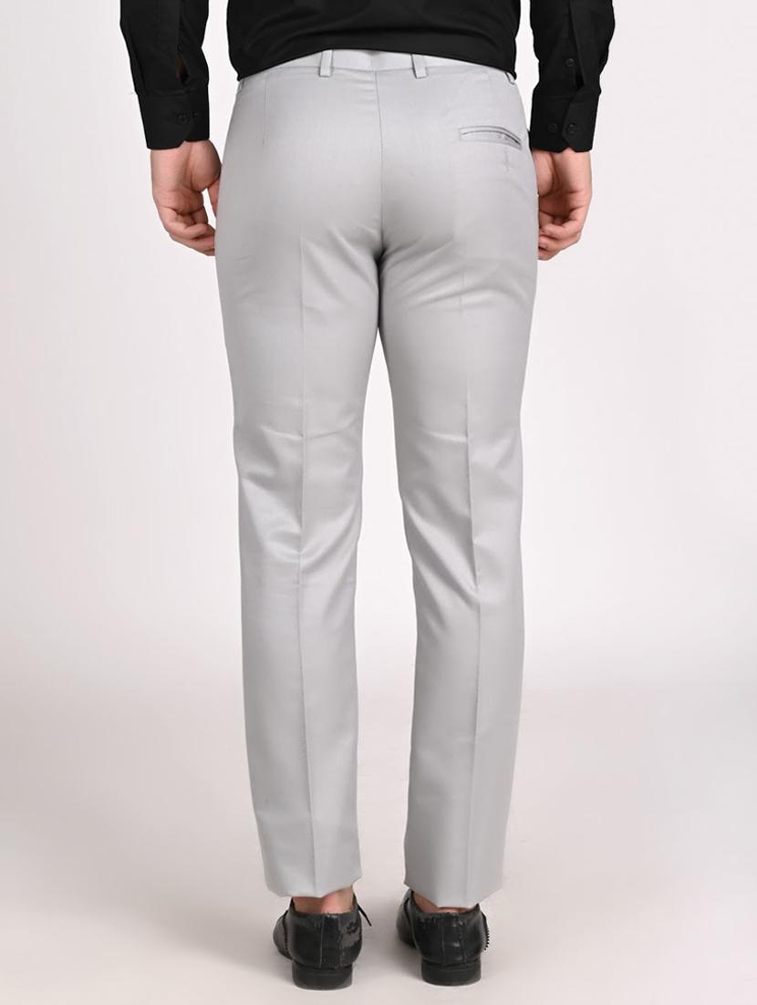 grey solid casual trouser - 18430936 - Standard Image - 2