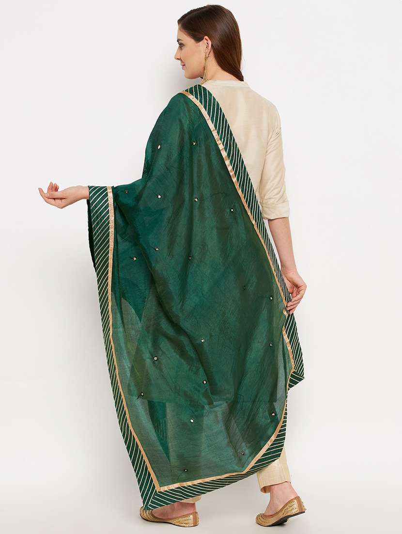 green silk blend dupatta - 18431148 -  Standard Image - 2