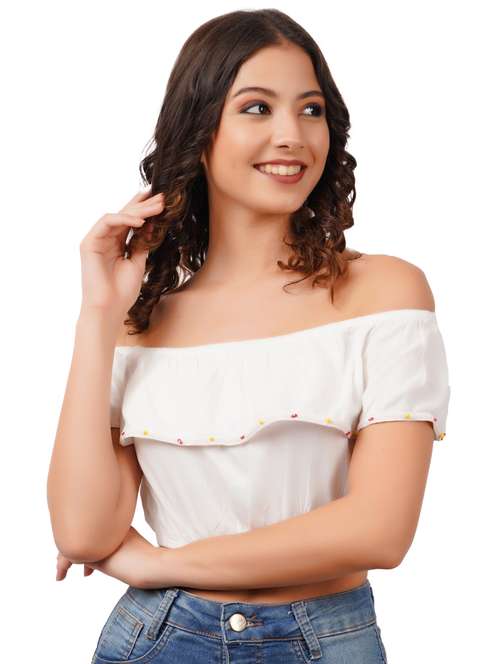 women's crop off shoulder top - 18431275 -  Standard Image - 0