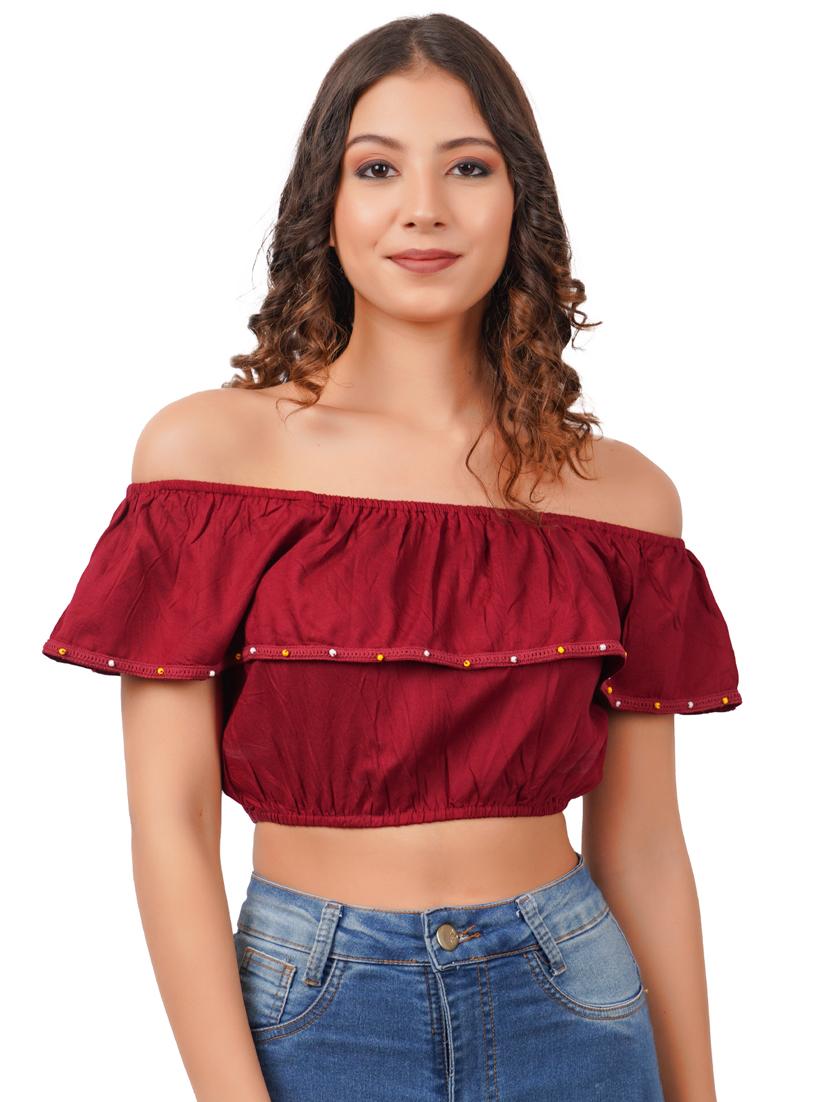 women's crop off shoulder top