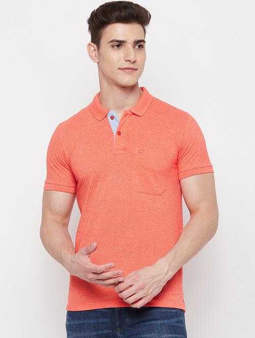 orange solid polo t-shirt - 18431291 - Standard Image - 0