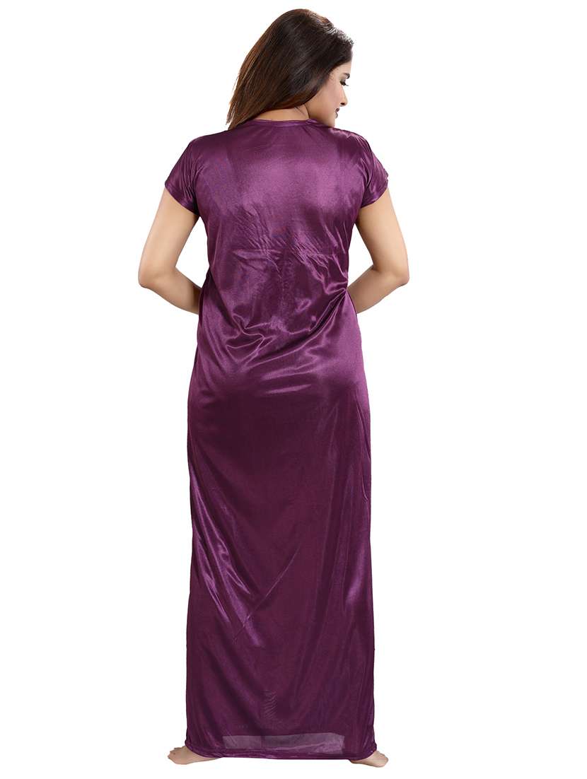 solid three piece night wear set - 18431374 - Standard Image - 2