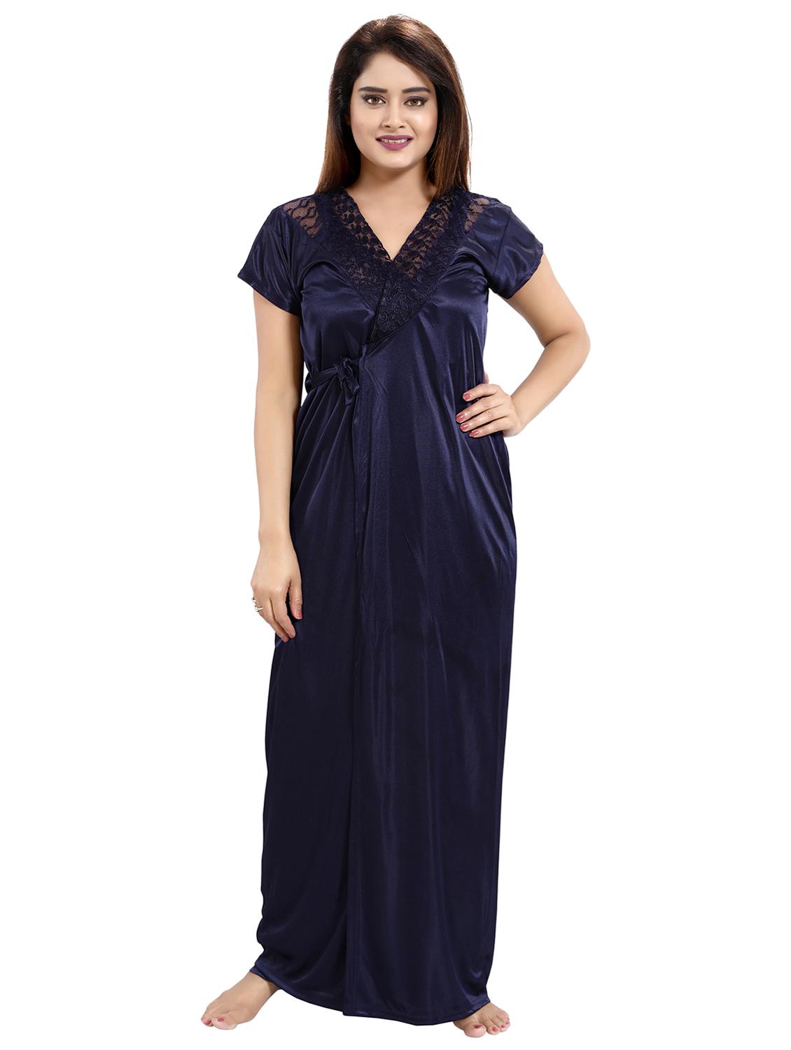 solid three piece night wear set - 18431381 - Standard Image - 2