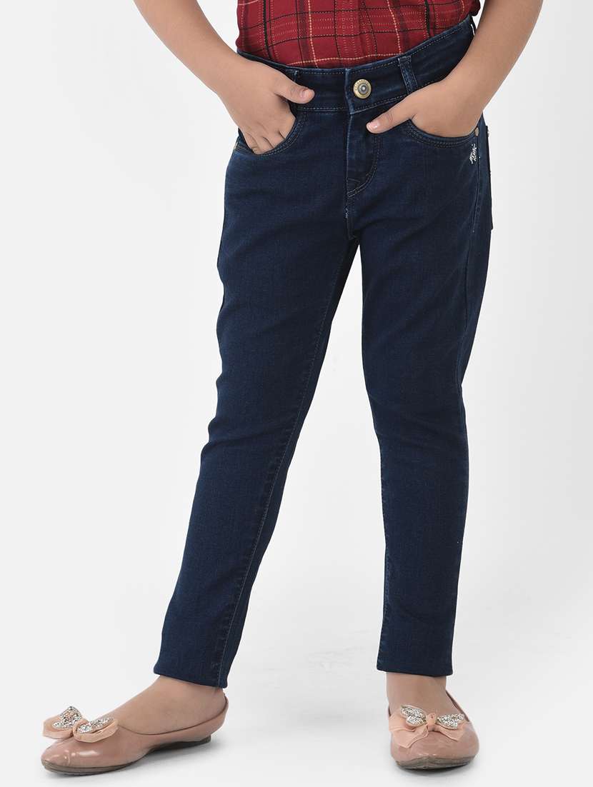 navy blue plain denim jean