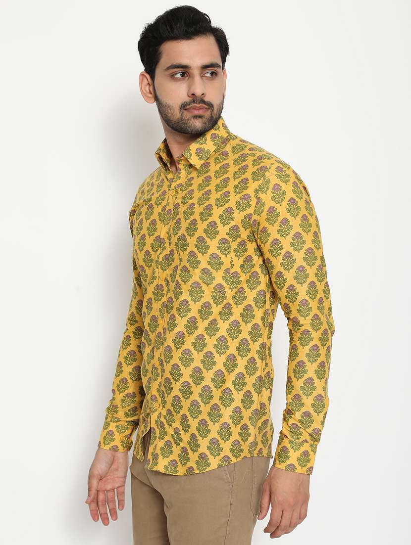 yellow printed casual shirt