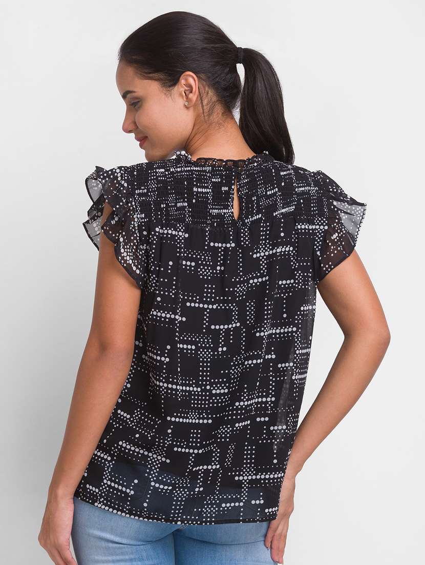 women's ruffle crew neck top - 18431907 -  Standard Image - 2