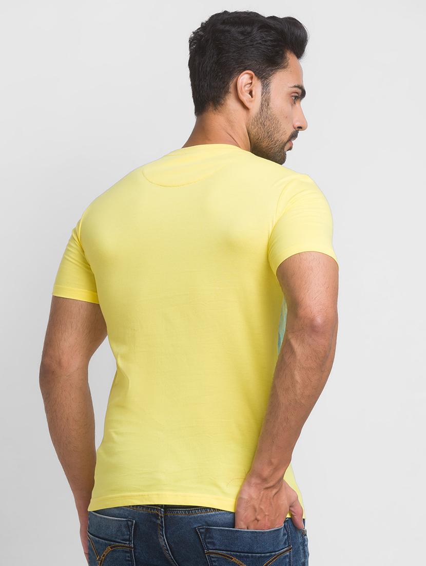 yellow chest-printed t-shirt - 18431997 - Standard Image - 2