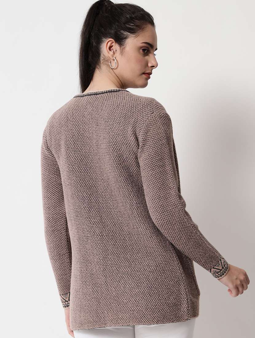 long sleeved self-desined wool cardigan - 18432051 -  Standard Image - 2