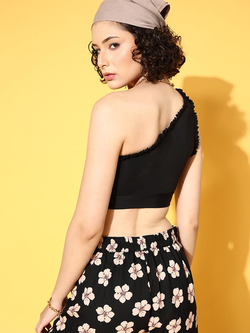 single shoulder frill detail bralette bra - 18434234 - Standard Image - 2