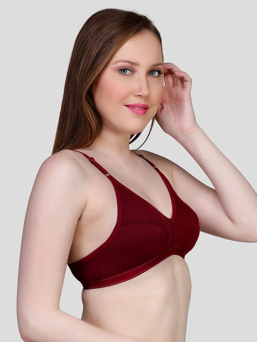maroon solid regular bra - 18434311 - Standard Image - 2