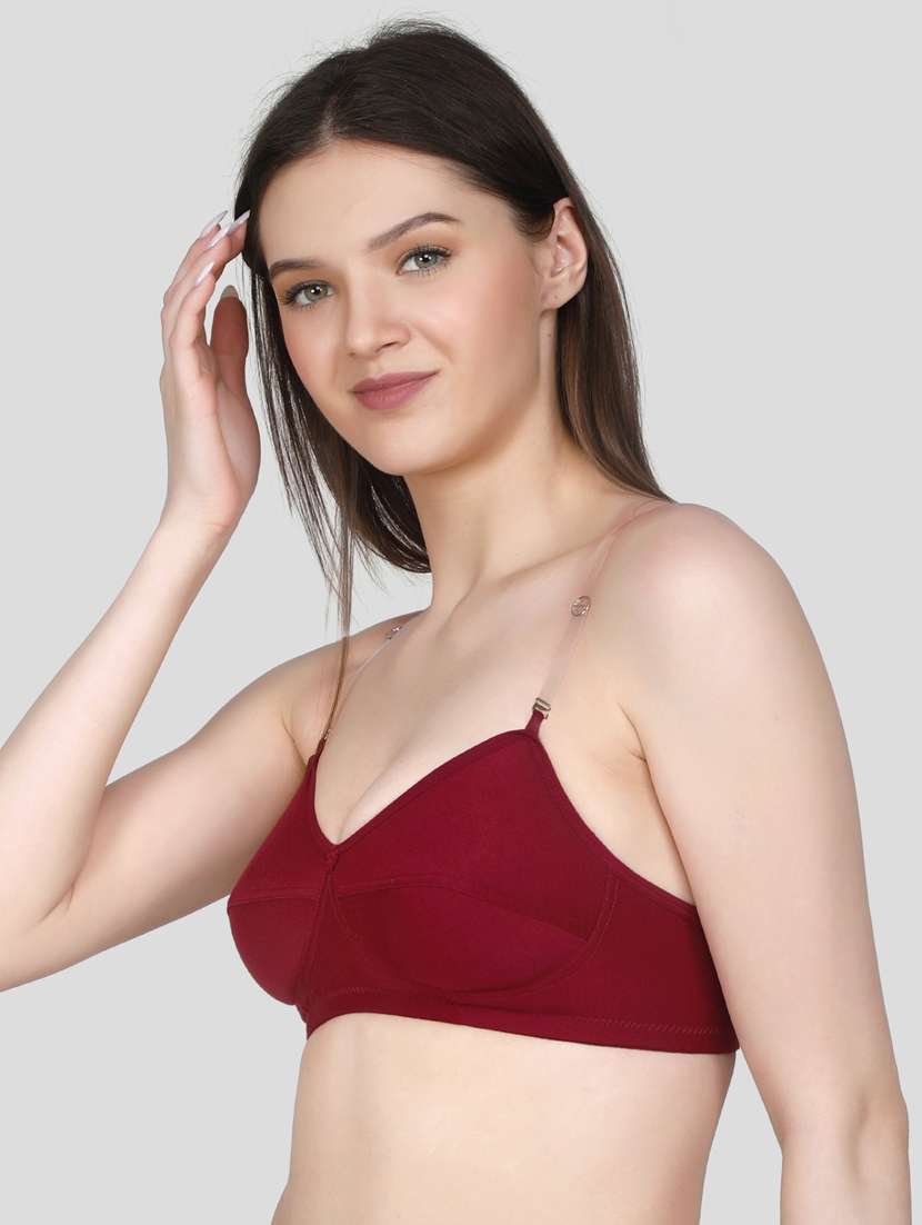 maroon solid t-shirt bra - 18434342 - Standard Image - 2
