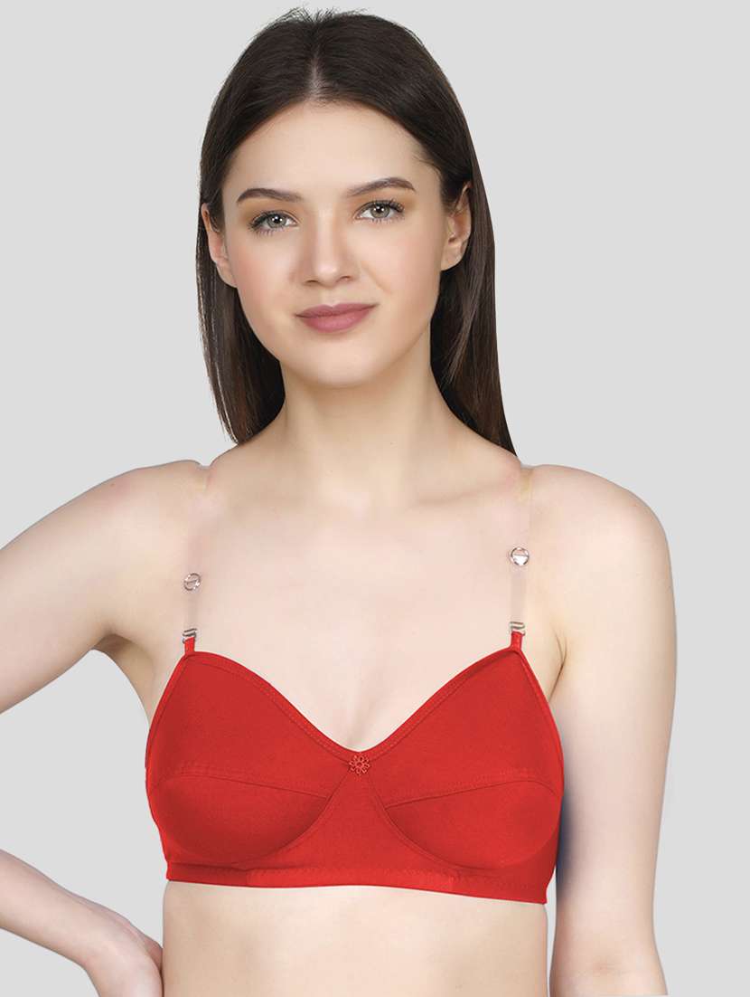 red solid regular bra