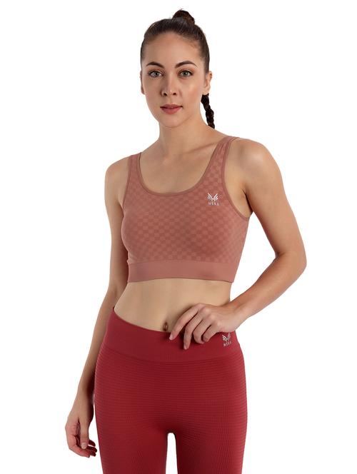 brown checkered sports bra - 18434405 - Standard Image - 0