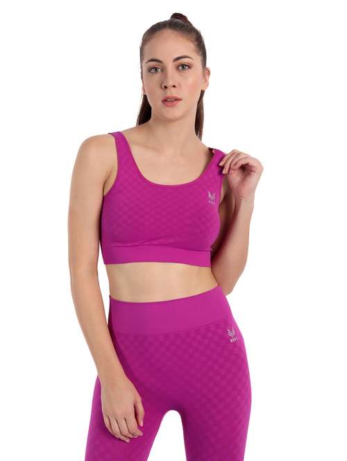 magenta checkered sports bra - 18434407 -  Standard Image - 0