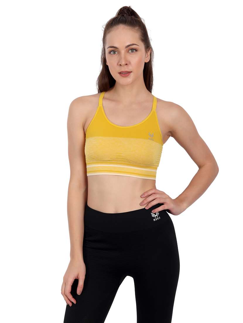 yellow lightly padded sports bra