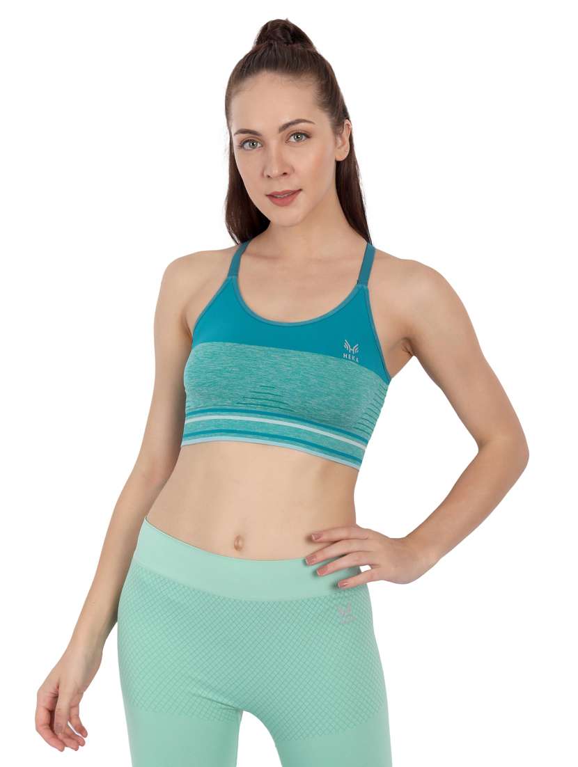 teal blue lightly padded sports bra