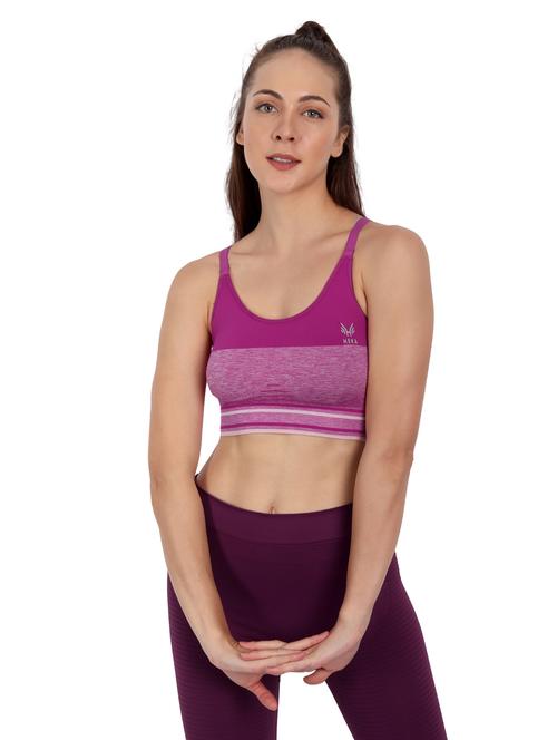 magenta lightly padded sports bra - 18434411 - Standard Image - 0