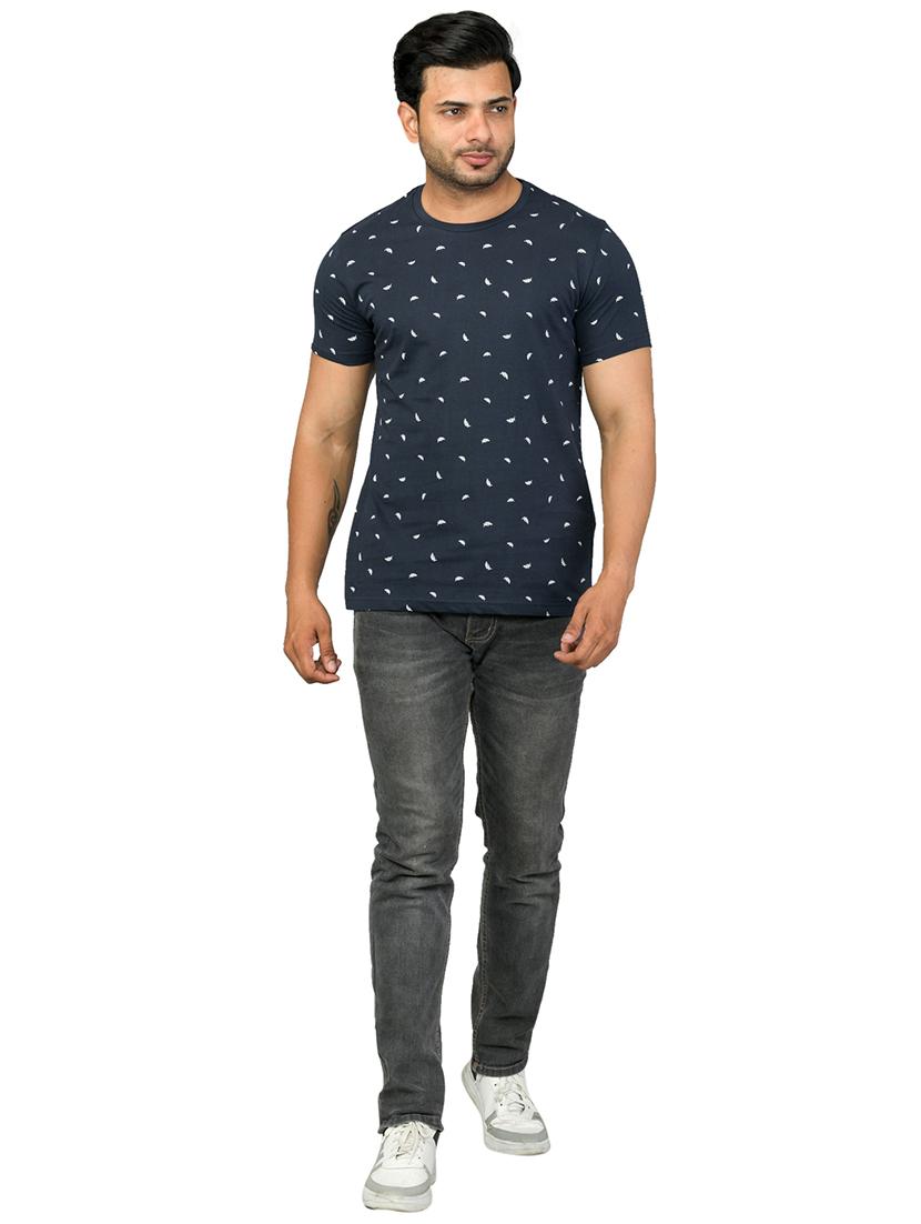 navy blue all over print t-shirt - 18434426 - Standard Image - 2