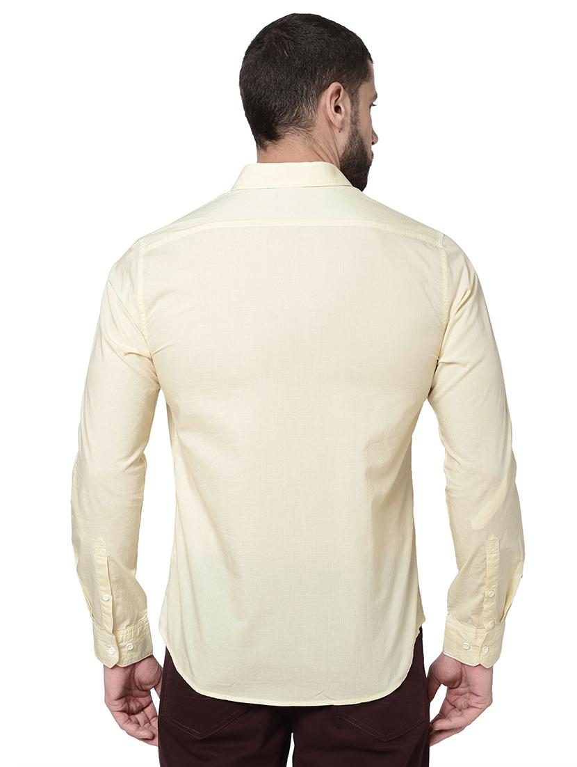 cream solid casual shirt - 18435104 - Standard Image - 2
