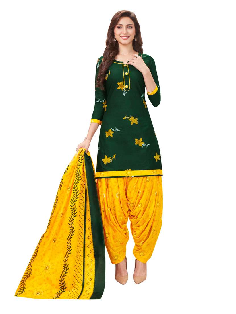 green salwar unstitched suit