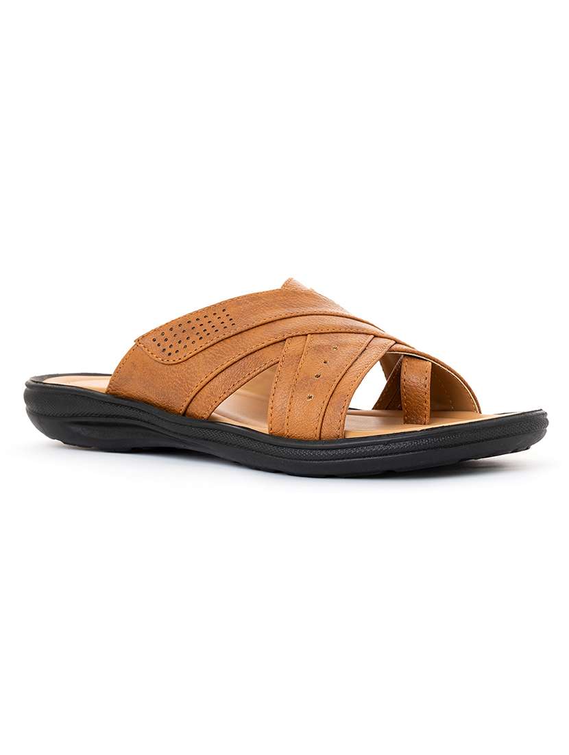 men tan slip on sandals