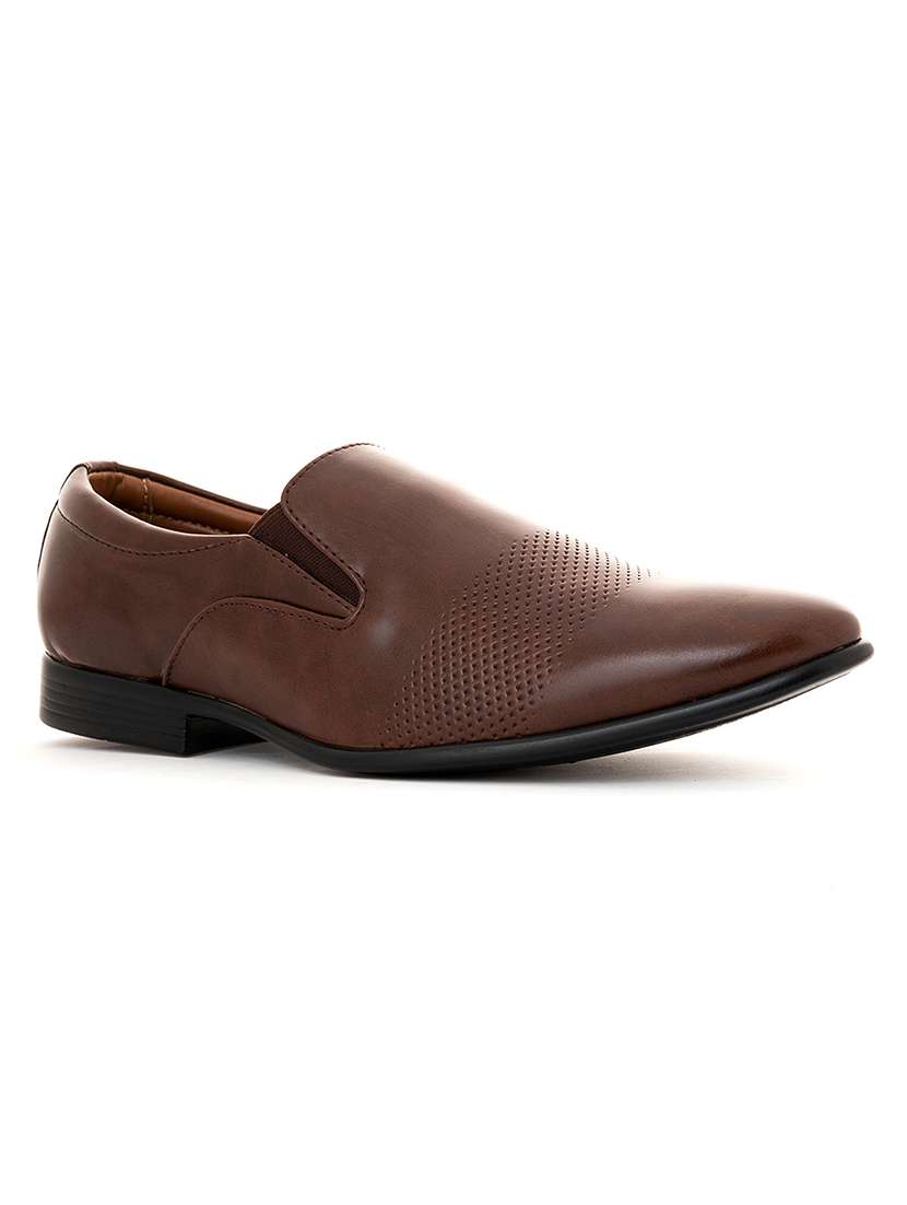 men brown slip on shoes