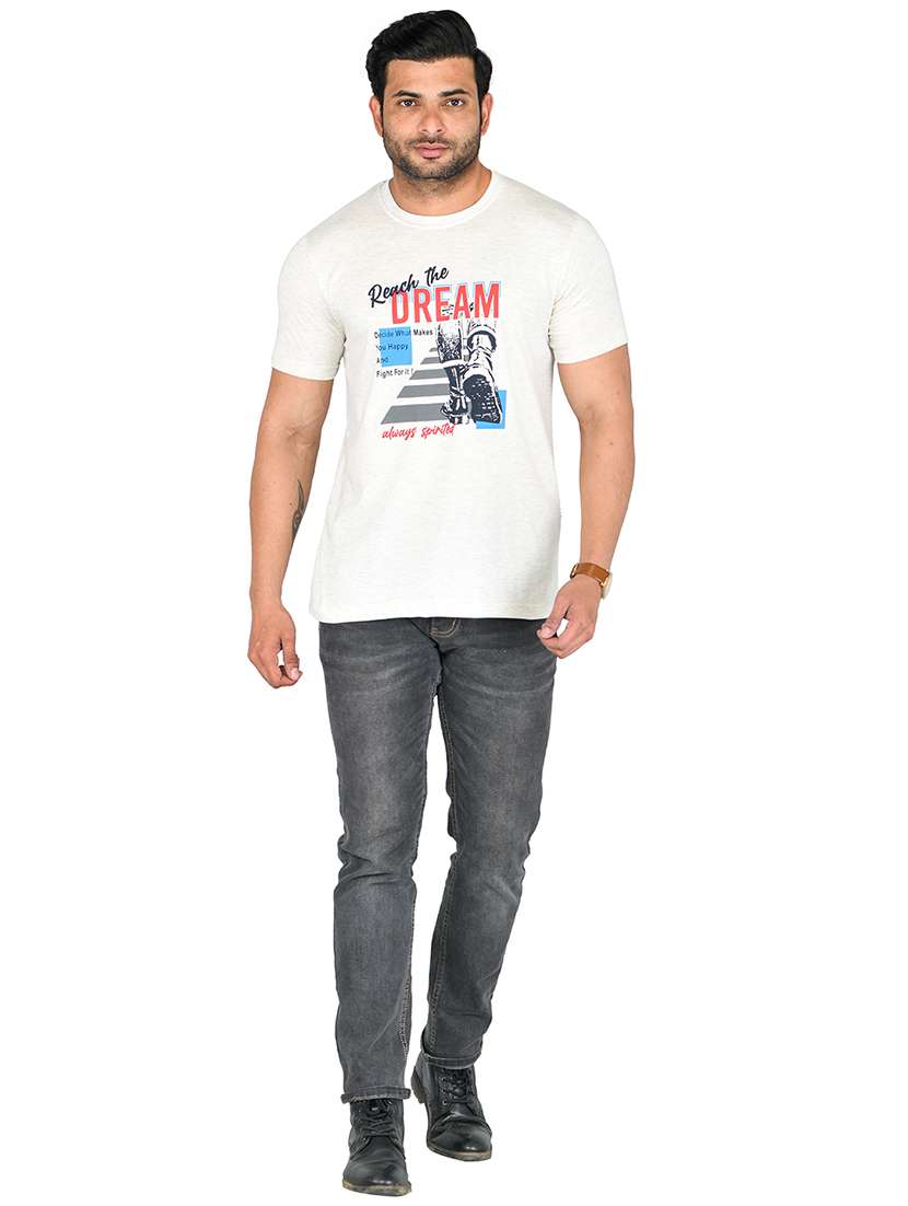 grey melange front print t-shirt - 18435336 -  Standard Image - 2