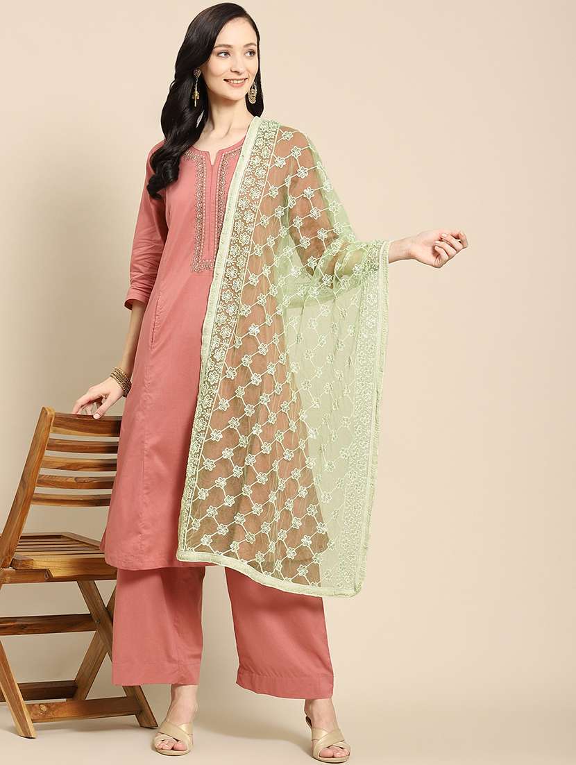 tonal embroidered chikankari net dupatta 