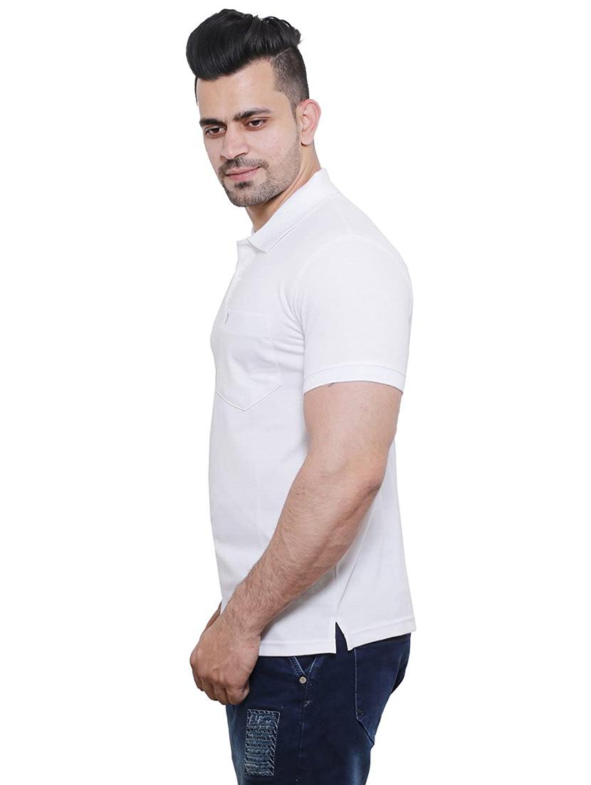 white solid polo t-shirt - 18436146 - Standard Image - 2