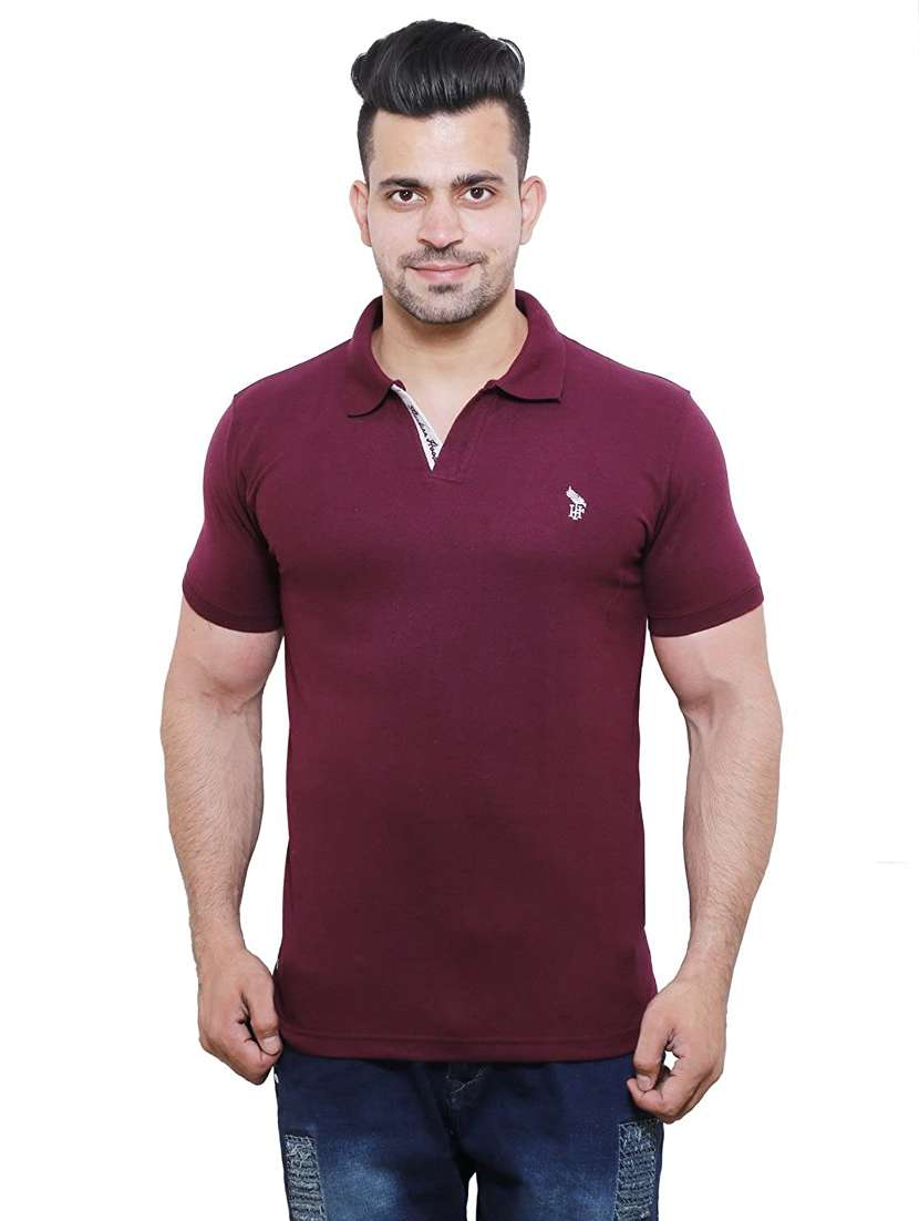 purple solid polo t-shirt - 18436147 -  Zoom Image - 0