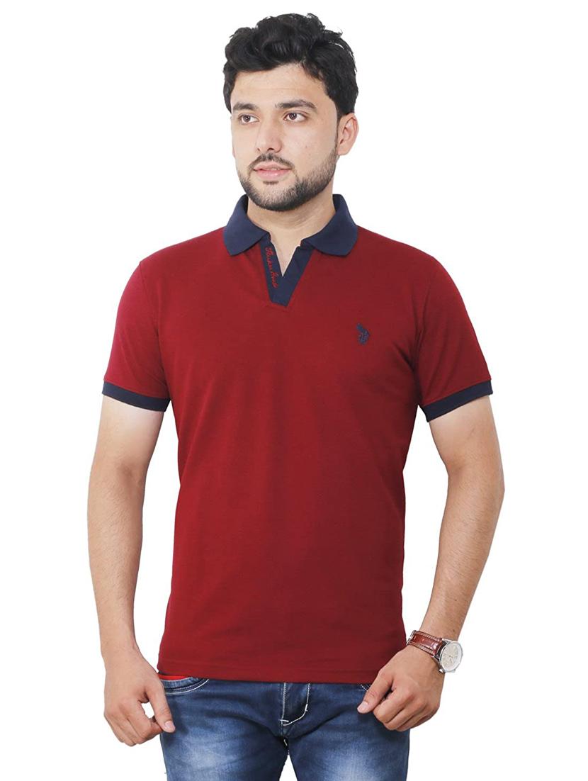 maroon solid polo t-shirt