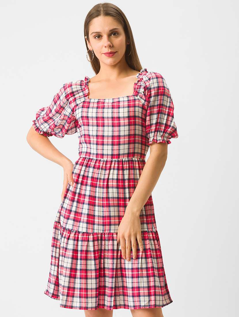 women's tiered dress polka dots dress