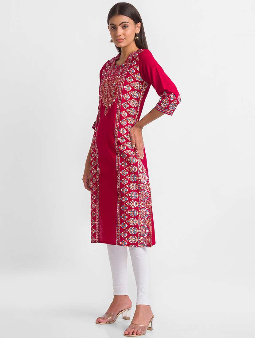 women's straight kurta - 18436274 - Standard Image - 2