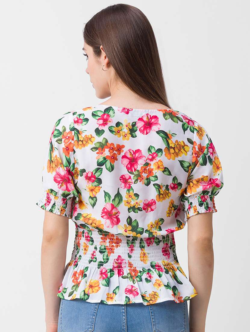 women's peplum tie-up neck top - 18436282 - Standard Image - 2