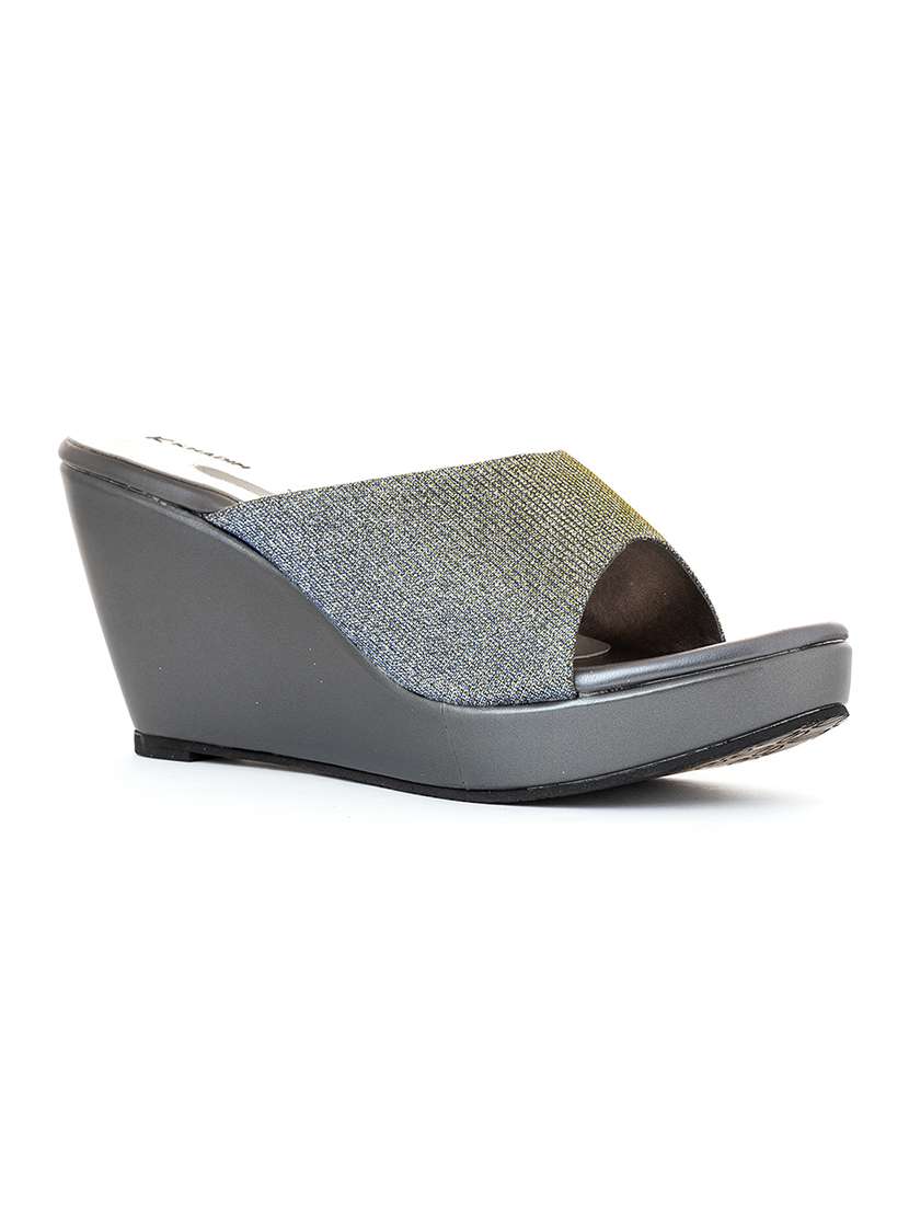 women grey slip on wedge