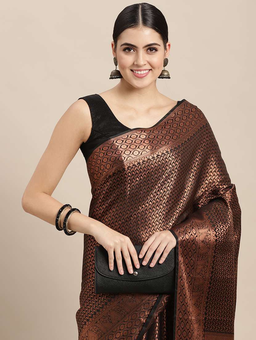 zari work woven saree with blouse - 18436715 - Standard Image - 2
