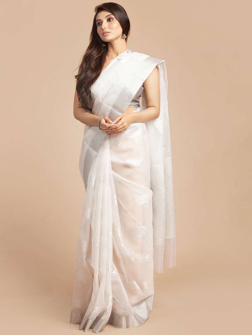 zari work woven saree with blouse