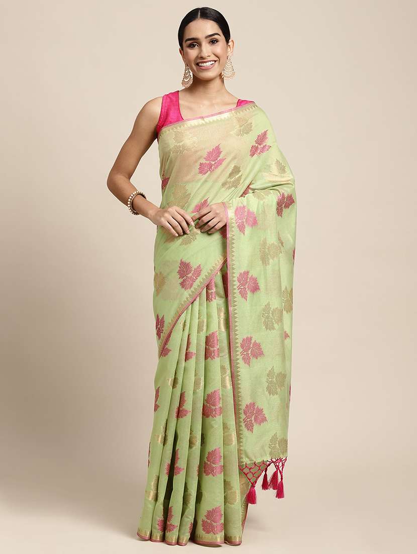 self design woven saree with blouse