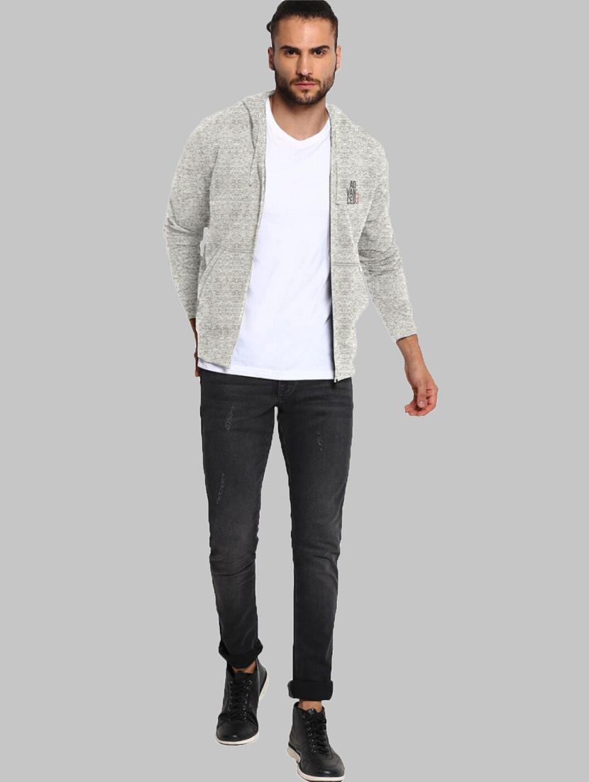 grey chest-printed hooded sweatshirt - 18437068 - Standard Image - 2
