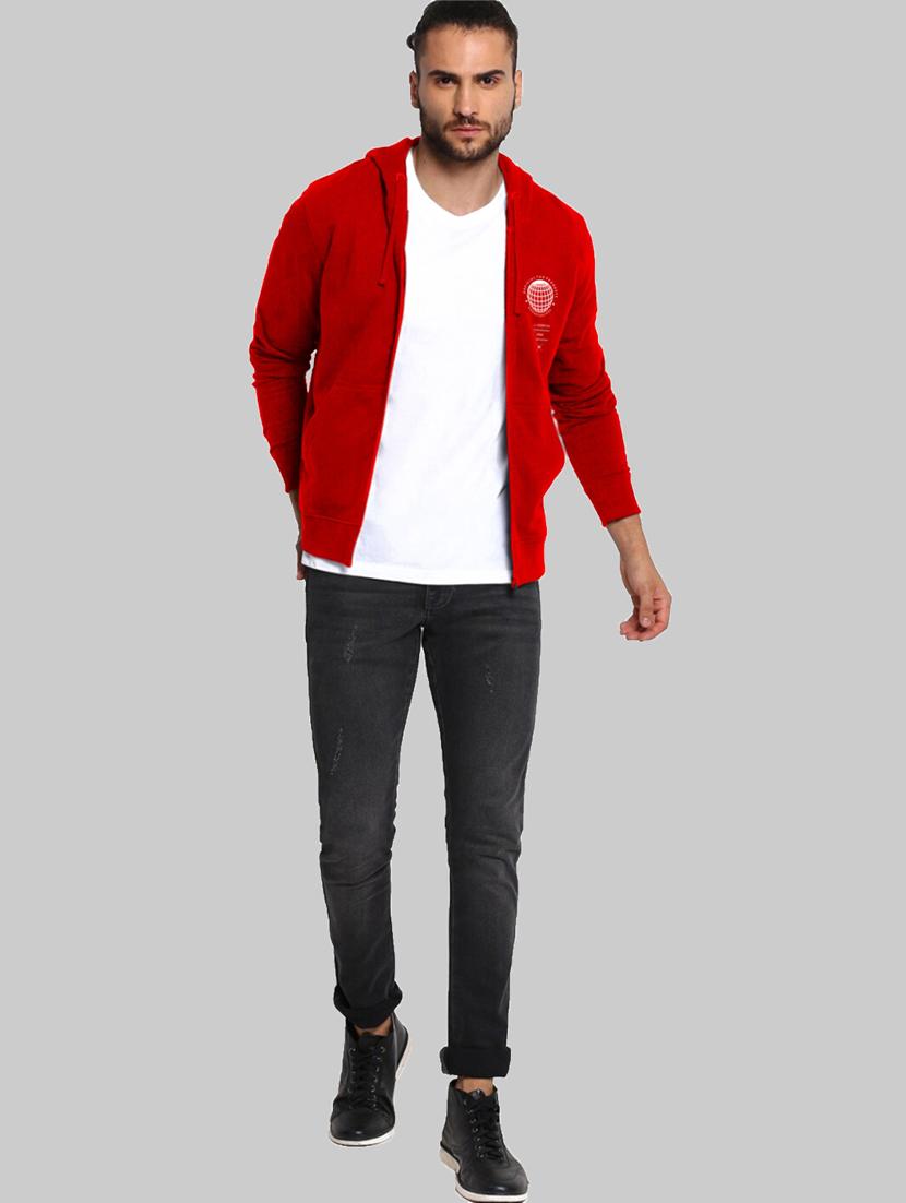 red chest-printed hooded sweatshirt - 18437071 - Standard Image - 2