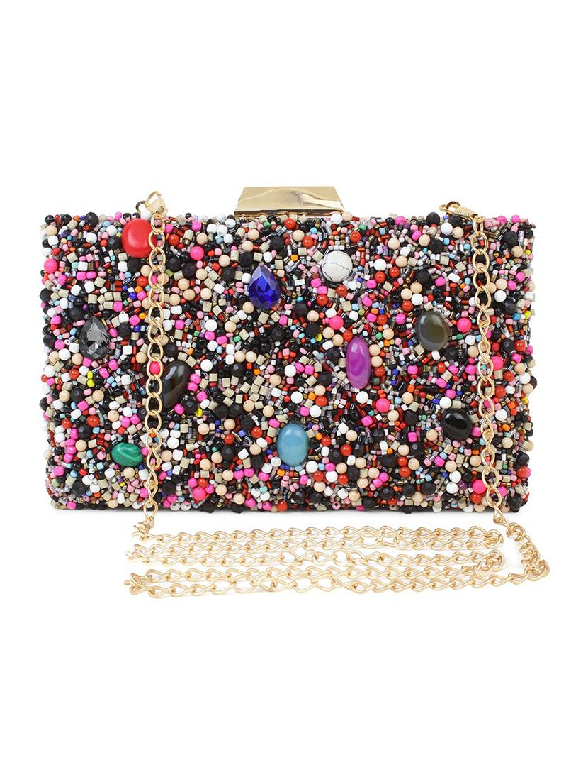 silver silk box clutch - 18437080 -  Zoom Image - 0