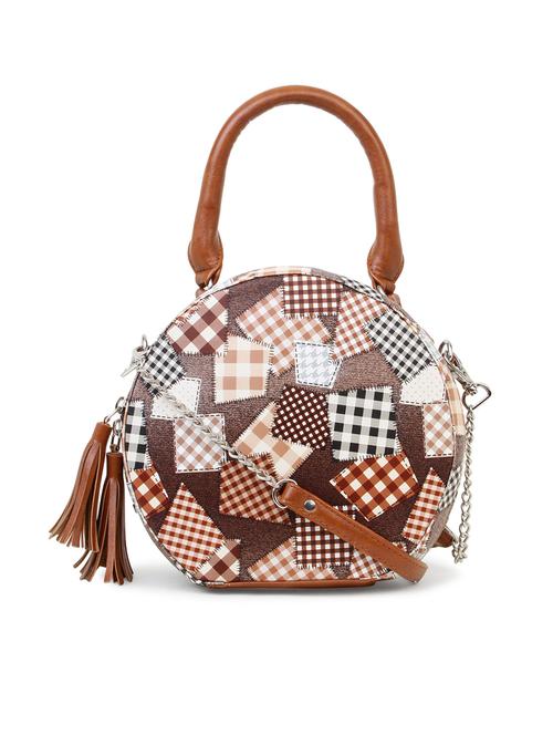 brown checked regular sling bag - 18437090 - Standard Image - 0