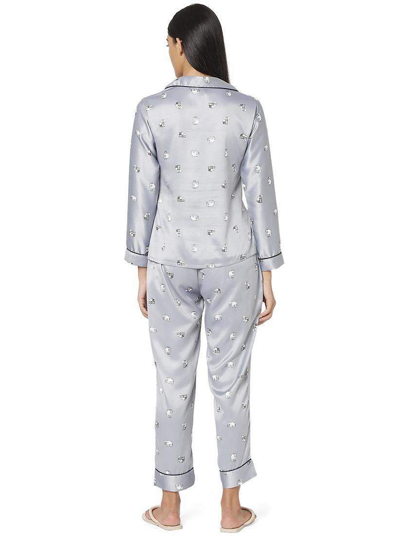 long sleeved printed nightwear set - 18437607 - Standard Image - 2