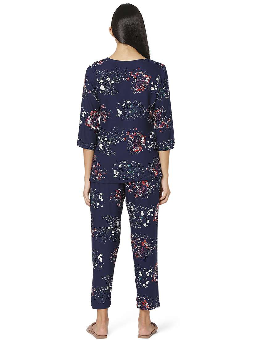 navy blue printed nightwear set - 18437611 -  Standard Image - 2
