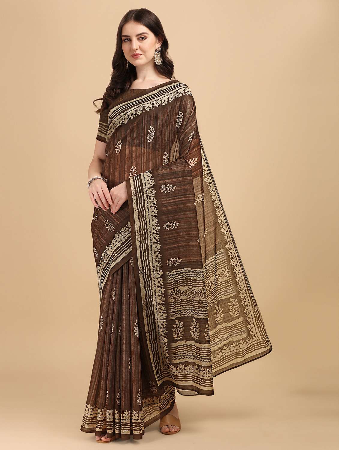 batik print chanderi saree with blouse