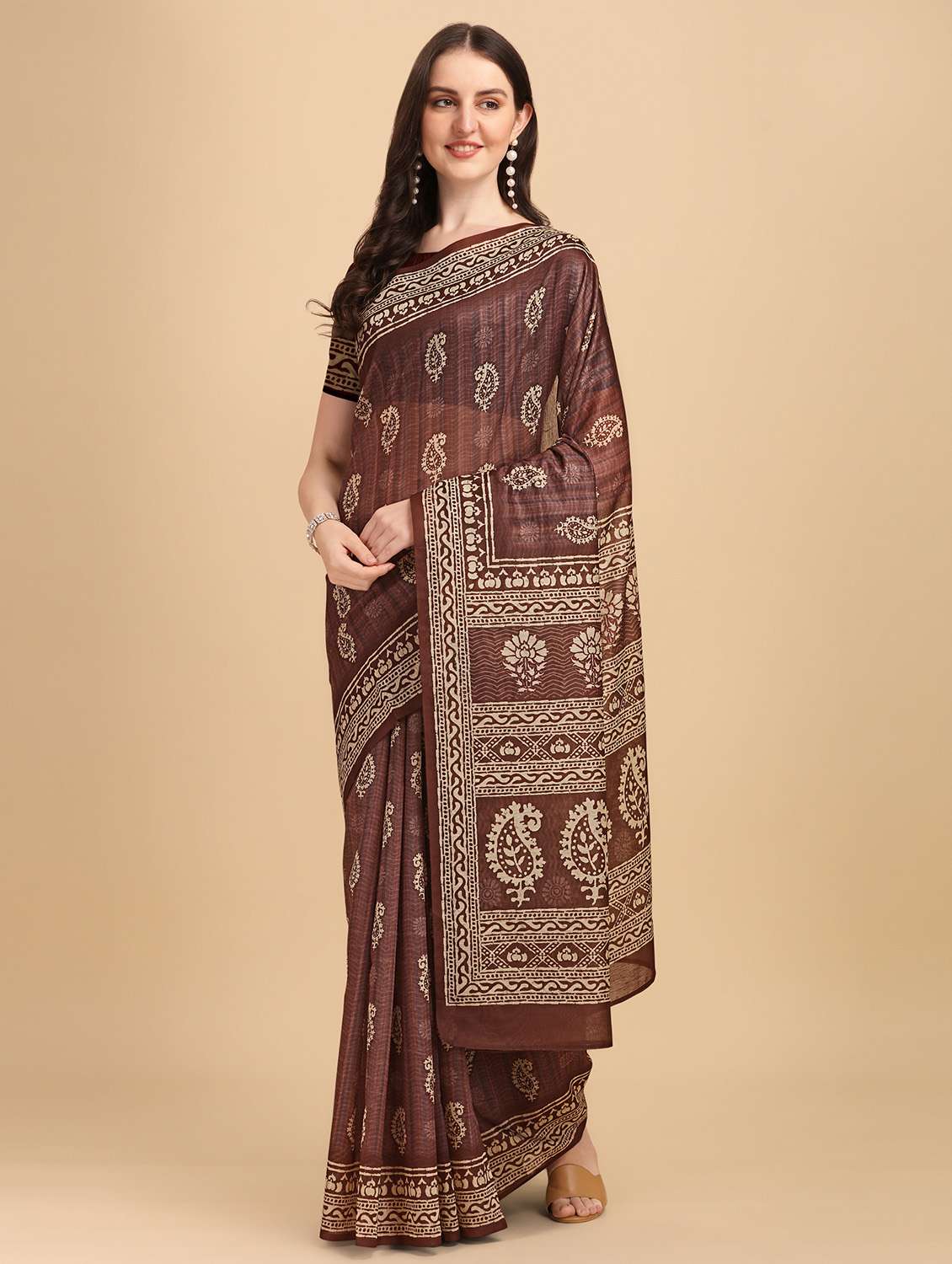 batik print chanderi saree