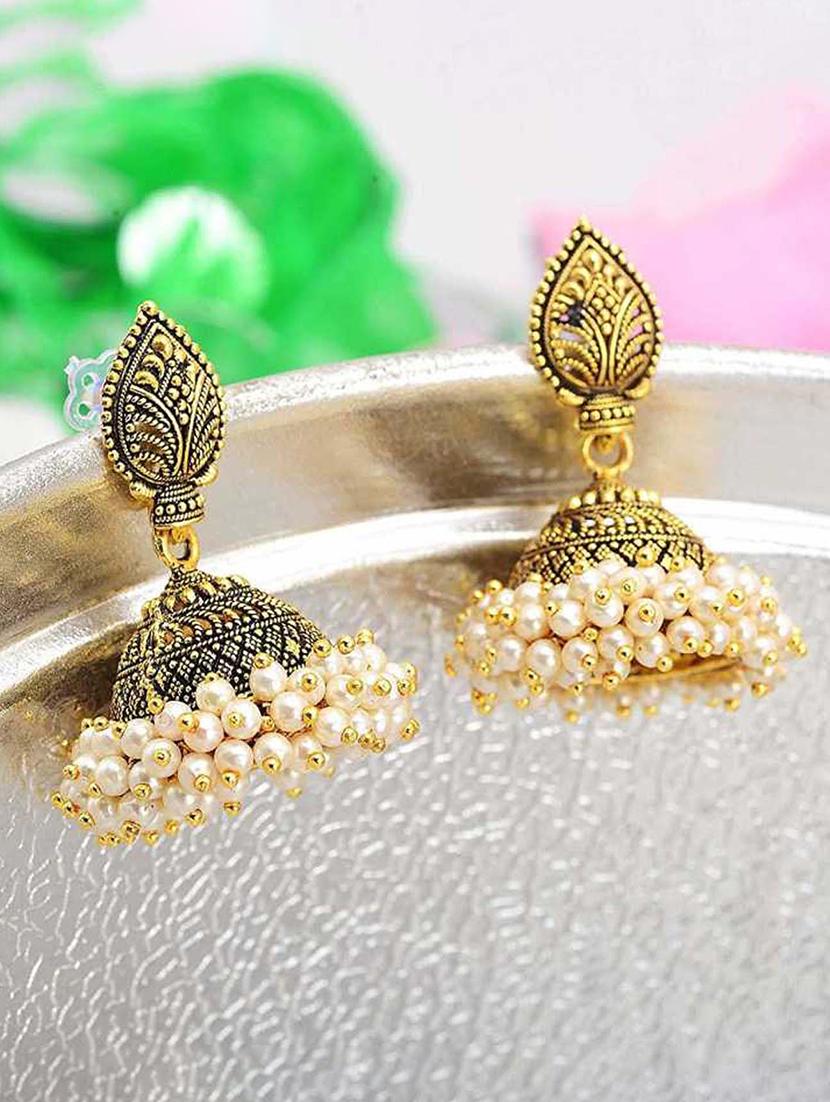 gold silver jhumka earring - 18437996 - Zoom Image - 0